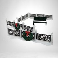 Dept. 56 Snow Village Town Clock, Benches, and Fences: Miniature Village Accessories
