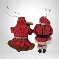 Set of 4 Vintage Paper Mache Santa Ornaments: Nostalgic Holiday Decor