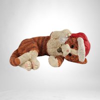 Whiskered Holiday Charm: 1995 Enesco Kathy Wise Resin Striped Cat with Santa Cap Figurine