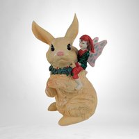 Enchanting 1991 Resin Fairies Riding Rabbits Figurines - Whimsical Fantasy Decor for Your Home!