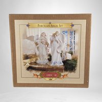 Vintage 2000 Grandeur Noel Porcelain 10" Instrument Angel Pair - Heavenly Holiday Harmony!