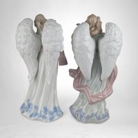 Vintage 2000 Grandeur Noel Porcelain 10" Instrument Angel Pair - Heavenly Holiday Harmony!