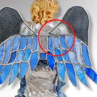 11" Vintage Guardian Angel with Stained Glass Wings 