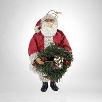 Set of 4 Vintage Paper Mache Santa Ornaments: Nostalgic Holiday Decor