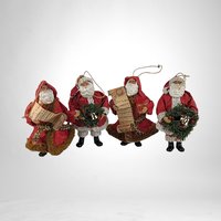 Set of 4 Vintage Paper Mache Santa Ornaments: Nostalgic Holiday Decor
