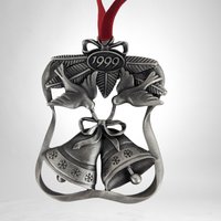 Avon 1999 Pewter Season of Peace Christmas Bells Ornament - Timeless Elegance for Your Holiday Décor!