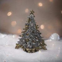 Vintage Metzke Pewter and Gold Christmas Tree Tealight Holder - Timeless Holiday Elegance!