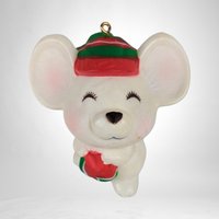 1970s Hallmark Vintage White Mouse Christmas Ornament