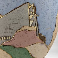 Vintage Southwest Pottery Signed Vase wtih Howling Wolf