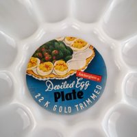Vintage Anchorglass Deviled Egg Tray with Gold Trim - Elegant Serving for Classic Delights!