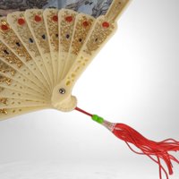 Vintage Tian Shiang Fabric Printed Scenery Scent Folding Fan