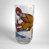 Pair of 1977 McDonald's Action Series Collectible Glasses - Retro Fast Food Memorabilia