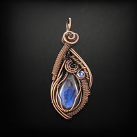 Handmade Copper Wire Wrapped Blue Labradorite Pendant - A Unique and Mesmerizing Wearable Art Piece