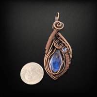 Handmade Copper Wire Wrapped Blue Labradorite Pendant - A Unique and Mesmerizing Wearable Art Piece