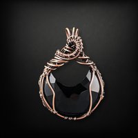 Handcrafted Copper Wire Wrapped Black Onyx Pendant