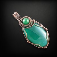 Handmade Copper Wire Wrapped Green Onyx Pendant | Boho Jewelry | Gemstone Pendant | Oxidized Copper | Gift for Her