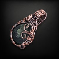 Handmade Copper Wire Wrapped Nephrite Jade Pendant | Antiqued Copper Jewelry | Unique Gift for Women | Boho Pendant
