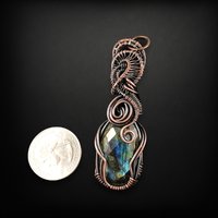 Handmade Copper Wire Wrapped Labradorite Pendant, Unique Gemstone Jewelry, Mystical Gift Idea