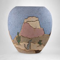 Vintage Southwest Pottery Signed Vase wtih Howling Wolf