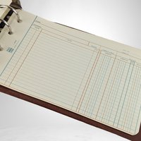 Vintage Bourum and Peese Ledger with Paper