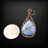 Handcrafted Copper Wire Wrapped Blue Opal Pendant, Unique Artisan Jewelry, Bohemian Gift Idea