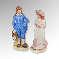 Vintage Ceramic Pinkie & Blue Boy Figurines (6")