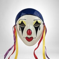 1984 Ceramic Hand-Painted Pierrot Clown Mask Wall Hanging