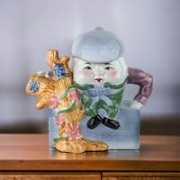 Vintage Feita Humpty Dumpty Ceramic Teapot | Whimsical Nursery Rhyme Decor