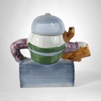 Vintage Feita Humpty Dumpty Ceramic Teapot | Whimsical Nursery Rhyme Decor