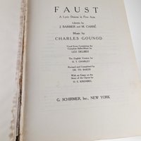 1930 Gounod Faust Vocal Score Book by G. Schirmer: Vintage Musical Treasure