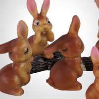 Set of 7 Vintage Hard Plastic Bunny Figures