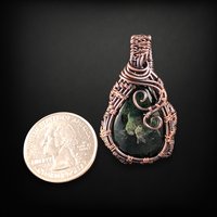 Handmade Copper Wire Wrapped Nephrite Jade Pendant | Antiqued Copper Jewelry | Unique Gift for Women | Boho Pendant