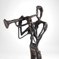 Swingin' Statue: Bronze Horn Player Blows Away in Vintage Charm