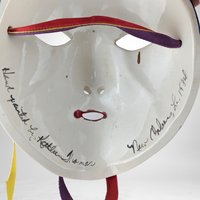 1984 Ceramic Hand-Painted Pierrot Clown Mask Wall Hanging