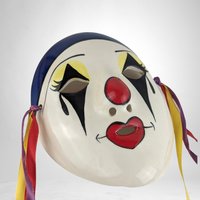 1984 Ceramic Hand-Painted Pierrot Clown Mask Wall Hanging