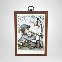 Pair of Vintage 1981 ARS Hummel Prints on Wood Wall Hangings | Charming Children's Artwork
