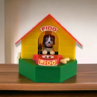 Vintage J.S.N.Y. Plastic Wind Up Fido Mechanical Bank