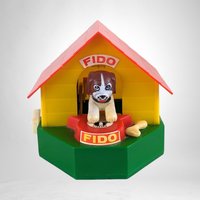 Vintage J.S.N.Y. Plastic Wind Up Fido Mechanical Bank