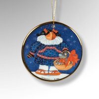 Eskimo Girl & Dog Ornament by Barbara Lavallee