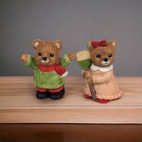 Set of 2 Homco Holiday Bear Figurines 5101