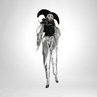 Vintage Silver and Black 17" Harlequin Pierrot Jester Doll