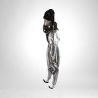 Vintage Silver and Black 17" Harlequin Pierrot Jester Doll