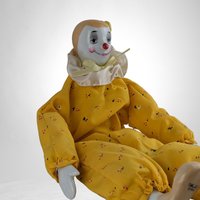 1983 Enesco 12" Yellow Clown Doll, Shelf Sitter