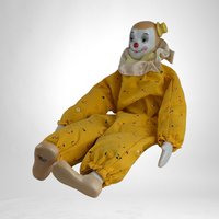 1983 Enesco 12" Yellow Clown Doll, Shelf Sitter