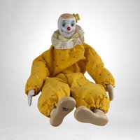 1983 Enesco 12" Yellow Clown Doll, Shelf Sitter