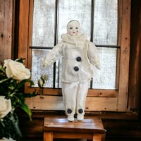 Vintage Porcelain 8" Pierrot Clown Doll