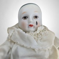 Vintage Porcelain 8" Pierrot Clown Doll