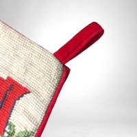 Vintage Needlepoint Santa With Presents Christmas Stocking