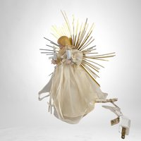 Vintage Light Up Ivory and Gold Angel Tree Topper | Illuminated Christmas Decor | Elegant Holiday Accent | Perfect Gift for Angel Collectors