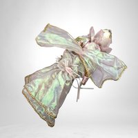 Vintage Showstopper 17" Porcelain Harlequin Clown Doll, Pink